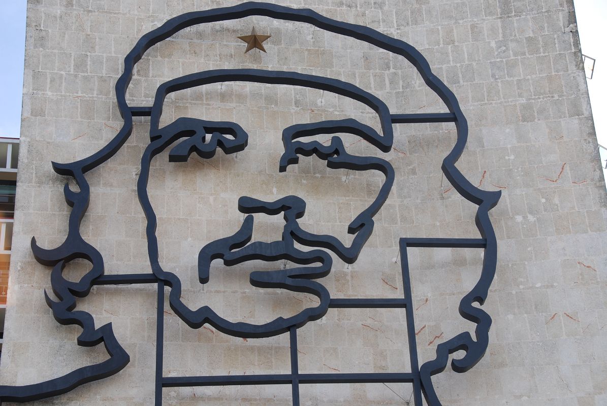 12 Cuba - Havana Vedado - Plaza de la Revolucion - Ministerio del Interior Che Guevara mural close up